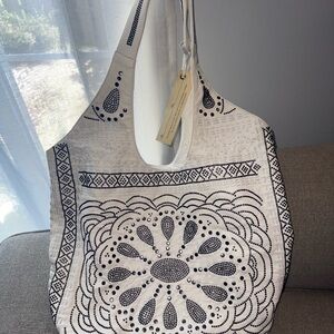 White and Black Tote Bag